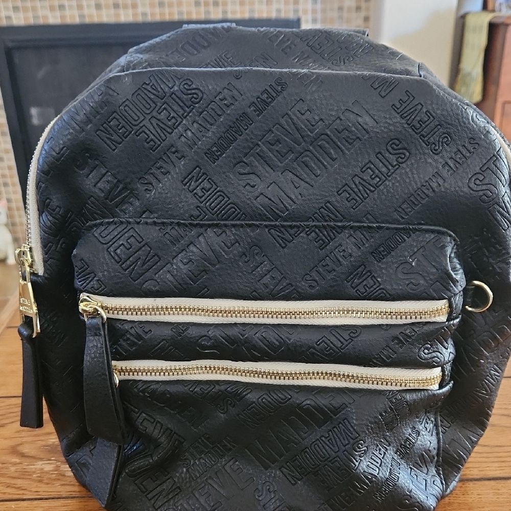 Steve Madden Embossed Black Backpack